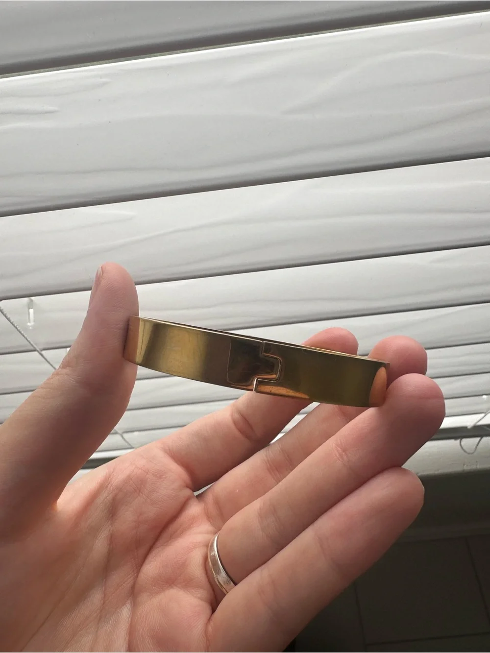 Gold-Tone Brown Patterned Bangle Bracelet